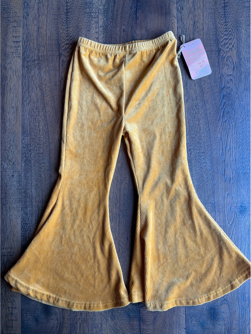 Girls' Mustard Yellow Corduroy Bell Bottom Pants Size 5T